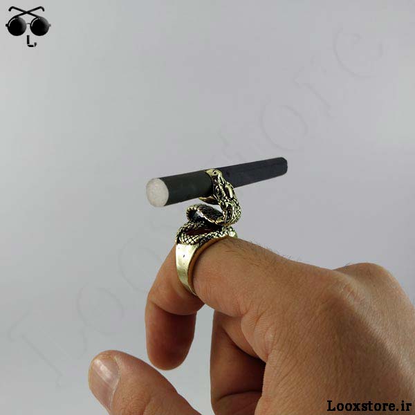 خرید انگشتر نگهدارنده (هولدر) سیگار طلایی مدل مار بی اعصاب فری سایز ارزان