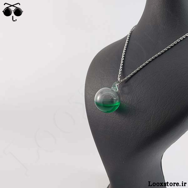 خاص ترین مدل گردنبند دخترانه گوی شیشه ای با آب رنگی سبز