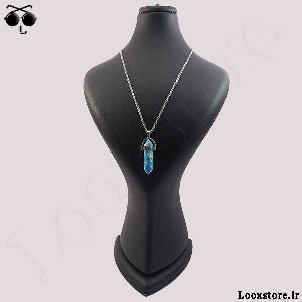 گردنبند طرح سنگ لاوا آبی فیروزه ای بسیار جذاب مردانه و زنانه با بهترین قیمت
