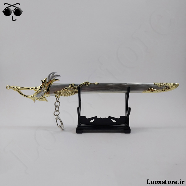 خرید قشنگ ترین مدل شمشیر دکوری انیمه طلایی نقره ای فلزی فوق العاده زیبا