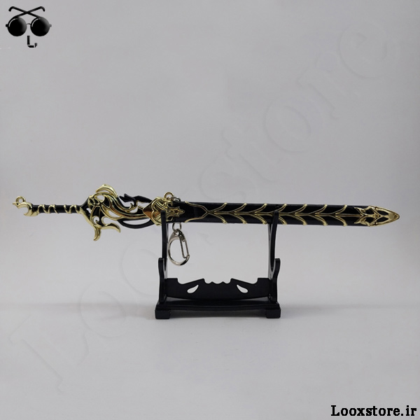 خوشگل ترین شمشیر دکوری بزرگ فلزی مشکی طلایی غلاف دار