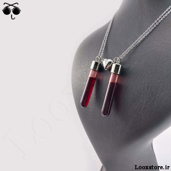 تصویر گردنبند استیل ۶۰ سانتی‌متر ست شیشه خون مگنتی 