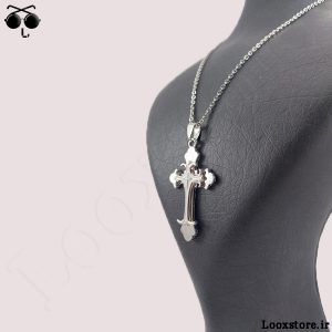 گردنبند صلیب سفید نقره ای جذاب مردانه و زنانه با قیمت مناسب