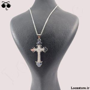 مدل جذاب گردنبند طرح صلیب نقره ای سفید مدل دار پسرانه و دخترانه