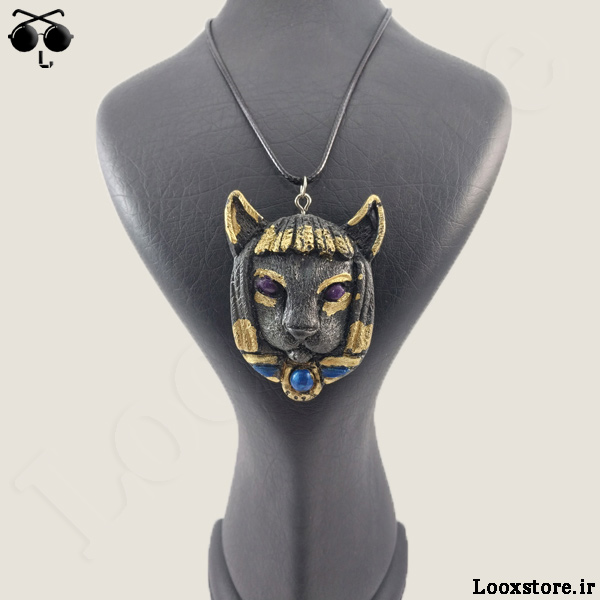 زیباترین مدل آویز و گردنبند طرح گربه مصری مشکی طلایی