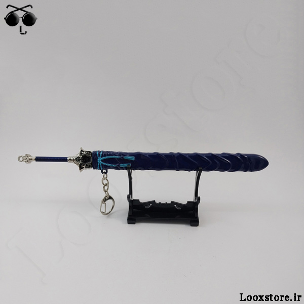 خرید شمشیر دکوری غلافدار آبی فلزی با پایه نگهدارنده