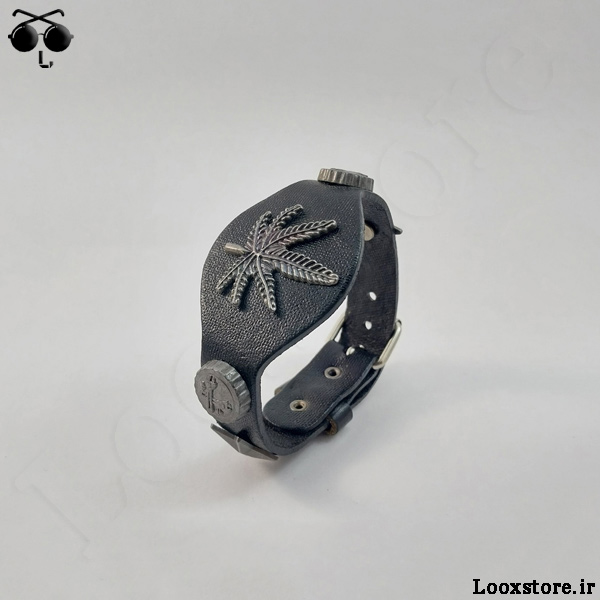خرید دستبند چرمی حرفه ای مدل برگ بندی ساعتی با قیمت مناسب