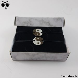 خرید دستبند ست رفیق مدل یین و یانگ نقره ای استیل با بهترین قیمت