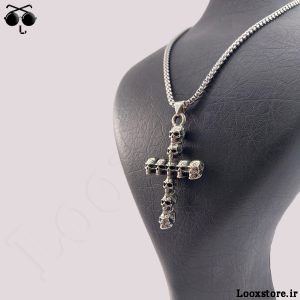 خرید گردنبند صلیب با طرح جمجمه اسکلتی با زنجیر اسنیل ویتالی