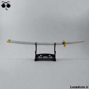 شمشیر غلاف سفید بلند فلزی با پایه نگهدارنده