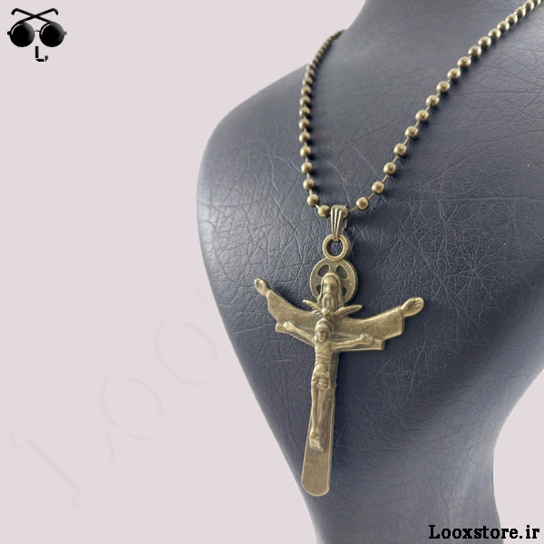 خرید گردنبند صلیب عیسی مسیح ارزان قیمت زیبا با زنجیر ساچمه ای