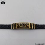دستبند دخترونه چرمی مدل کویین queen طلایی با قیمت مناسب