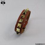 دستبند چرم پانک راک طلایی دخترانه با قیمت مناسب